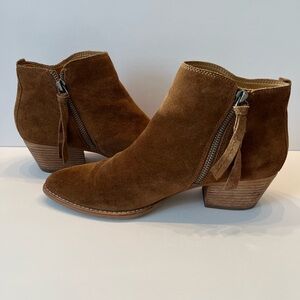 dOLCE vITA Brown Suede Ankle Boots,10 3/4 inches long and 3 3/4 inches wide